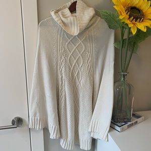 Extra 50% off! White Cowel Neck Poncho